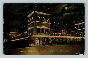 Atlantic City NJ-New Jersey Million Dollar Pier Night, Vintage c1913 Postcard