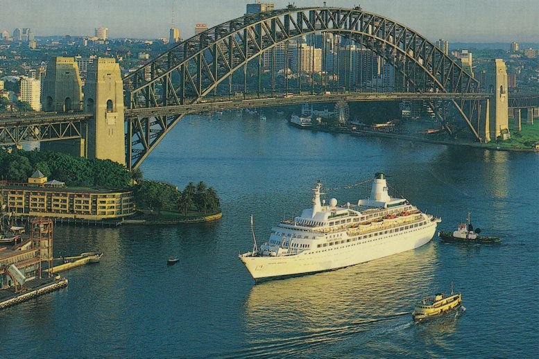 P&O Harbour Princess Cruise Liner Ship At Sydney Harbour Postcard