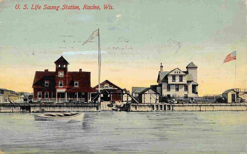 US Life Saving Station Racine Wisconsin 1911 postcard