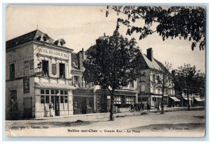 c1910 The Square Main Street Selles-Sur-Cher France Antique Postcard