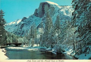 USA Half Dome And The Merced River in Winter Yosemite Vintage Postcard BS.09