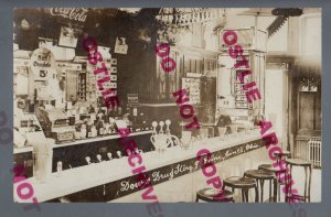 Cincinnati OHIO RPPC '10 INTERIOR SODA FOUNTAIN Drug Store ICE CREAM Coca Cola