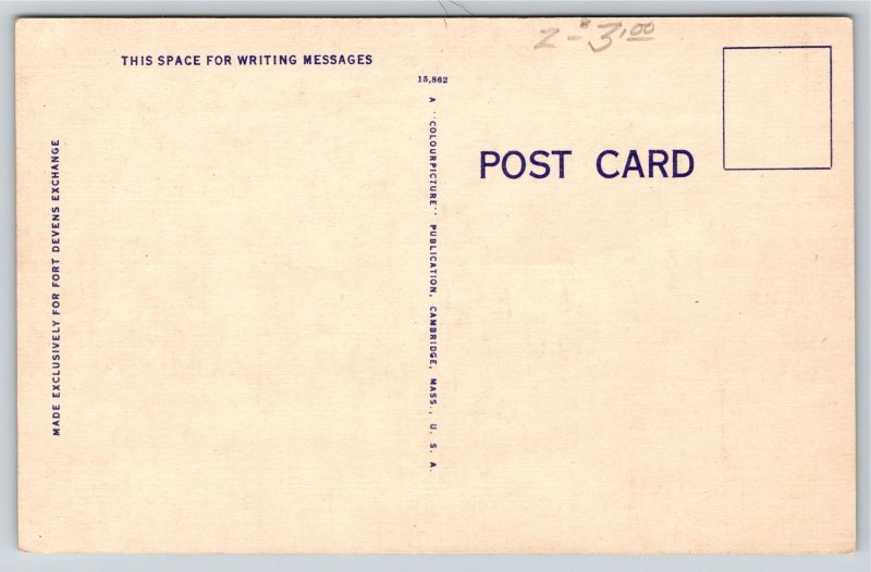 Fort Devens Massachusetts~New Station Hospital~Linen Postcard