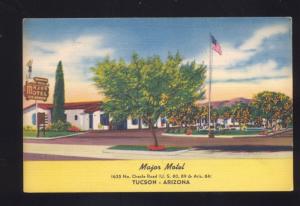 TUCSON ARIZONA ROUTE 66 MAJOR MOTEL VINTAGE LINEN ADVERTISING POSTCARD