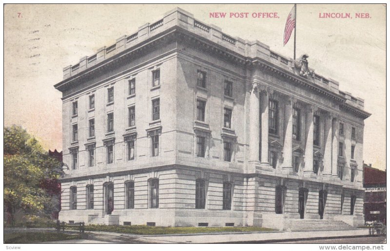 LINCOLN, Nebraska, PU-1908; New Post Office