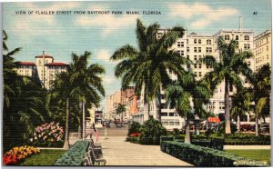 Postcard FL Miami Flagler Street from Bayfront Park