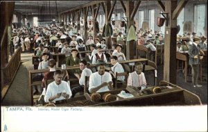 Tampa Florida FL Model Cigar Factory Interior Workers Tuck c1900s-20s Postcard