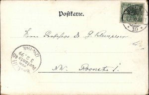 Germany Gruss Aus Ship - Berlin Cancel 1899 Used Postcard