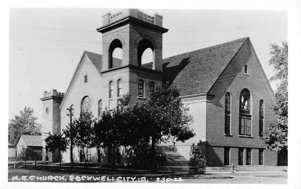 Rockwell City Iowa Maine Iglesia Foto Real Antigua Postal K39151