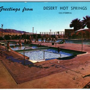 c1940s Desert Highlands, Hot Springs, CA Mineral Water Pool Postcard Cali A88