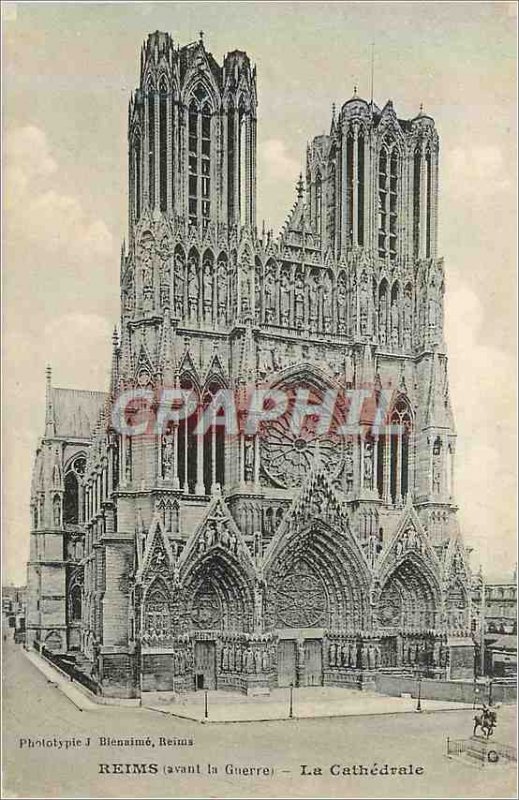 Old Postcard Reims (Before The War) The Cathedral