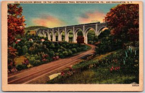 1949 Nicholson Bridge Lackawanna Trail Scranton Pennsylvania PA Posted Postcard