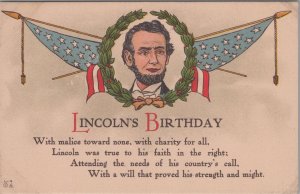 Postcard Lincoln's Birthday With Malice Toward None Charity for All