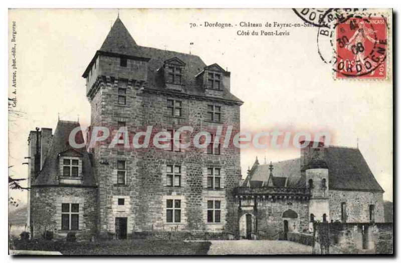 Old Postcard Chateau De Fayrac In Sarlat Cote Du Pont Levis