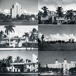 x6 LOT c1930s Miami, FL Views Nikko Sightseeing Boat Postcard Kromekote Fla A171