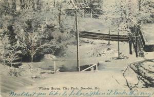 1909 Winter Scene City Park Neosho Missouri Postcard Guthrie 11435