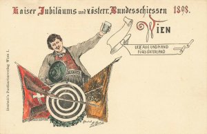 Germany Jubilaums und Vosterr Bundesschiessen1898 Artist Signed Postcard