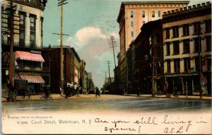 Vtg 1900s Court Street Watertown New York NY Rotograph Postcard