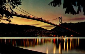 Canada Vancouver Lions gate Bridge At Dusk 1983