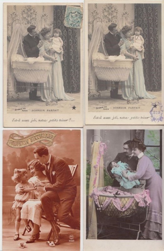 PARENTS & CHILDREN GLAMOUR 38 REAL PHOTO Vintage Postcards pre-1940 (L2974)