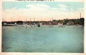 Vintage Postcard 1920's Scene On The River Patchogue New York Photo And Art Post