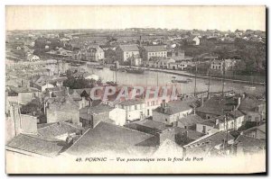 Postcard Ancient Pornic panoramic view to the port bottom