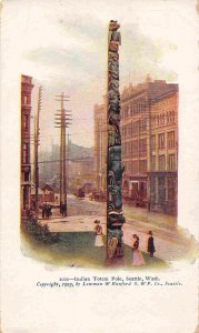 Native American Indian Totem Pole Seattle Washington 1905c postcard