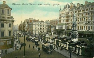 UK London Charing Cross Station autos Double Decker Bus 1924 Postcard 22-5361