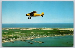 Transportation~Planes~Yellow Stinson Sightseer Cape Cod Massachusetts~Vintage PC