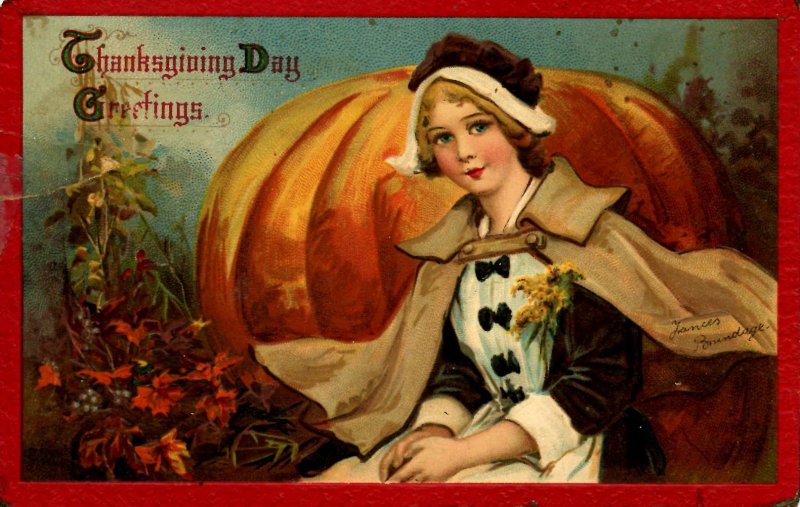 Greeting - Thanksgiving. Artist: F. Brundage  (Gabriel Series 130)   (tear)