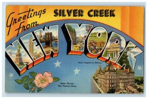 Greetings From Silver Creek NY, Pasture Rose And State Capital Albany Postcard
