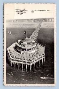 Biplane Over Pier Blankenberge Belgium Phototype Postcard L14