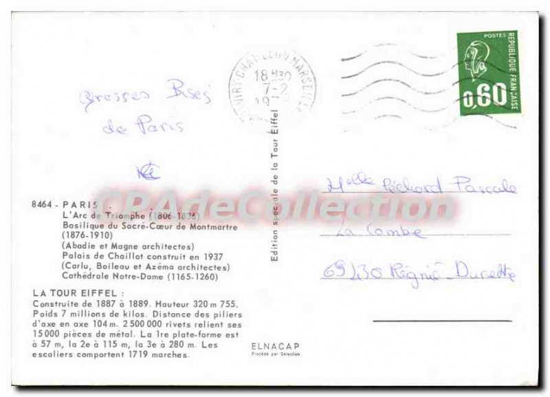 Modern Postcard Paris Arc De Triomphe