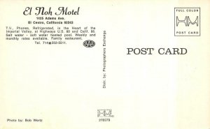 EL CENTRO, CA California  EL NOH MOTEL & RESTAURANT  Roadside  Chrome Postcard