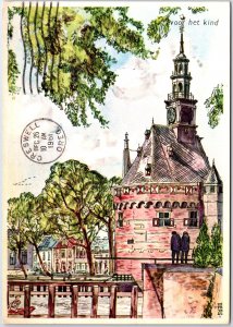 VINTAGE CONTINENTAL SIZE POSTCARD ARTIST IMPRESSION OF THE HOORN NETHERLANDS