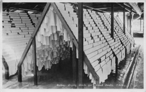 Rubber Drying Malaya Smoked Sheets Factory Malaysia Old RPC Postcard