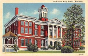 Holly Springs Mississippi Court House Exterior Linen Antique Postcard K28583