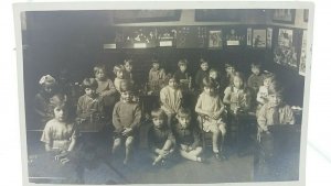 Vintage Postcard Young Children at their Desks in a Classroom Bowes Park N11