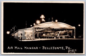 K45/ Bellefonte Pennsylvania RPPC Postcard c20s Air Mail Hangar Airplane 11