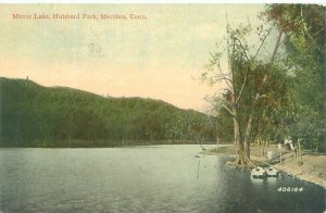 Meriden Connecticut Hubbard Park, Mirror Lake Pre-Linen Postcard Used