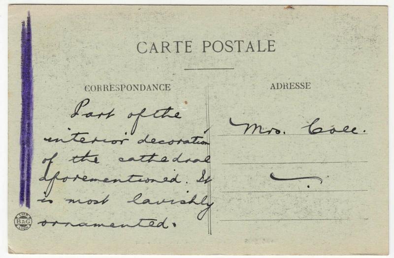 France; Amiens Cathedral Interior Decorations PPC By B&G, Censored