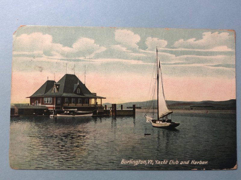 1908 Yacht Club and Harbor on Lake Champlain in Burlington, VT.