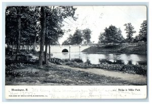 1907 Bridge In Miller Park Bloomington Illinois IL Posted Antique Postcard 