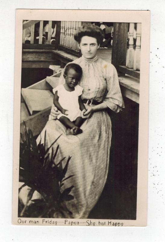 Mint New Guinea Picture Postcard Papua baby with White Woman