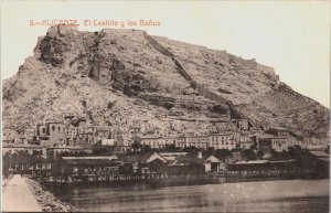 Spain Alicante EL Castillo y Los Banos Vintage Postcard  C070