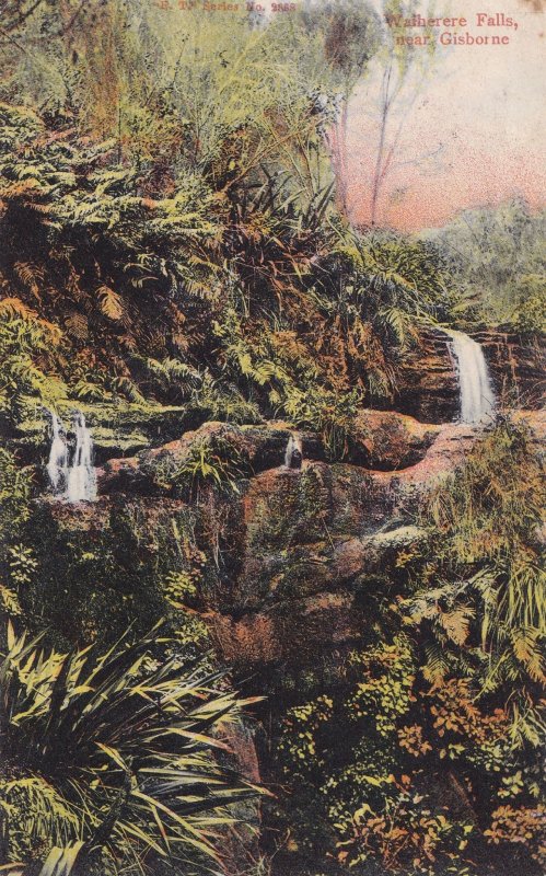 Walhirere Falls Gisborne New Zealand Old Postcard