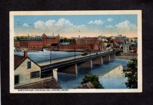 ME North Bridge Lewiston Auburn Maine Vintage Postcard Mills