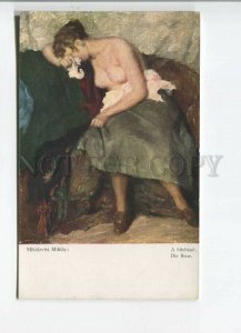 482059 MIKLOS MIHALOVITS Crying NUDE Belle Woman Vintage postcard