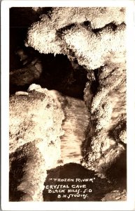 Real Photo Postcard Frozen River Crystal Cave Black Hills South Dakota~1666
