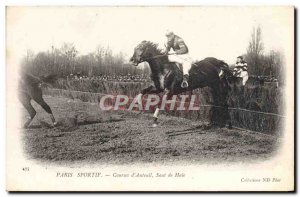 Old Postcard Horse Riding Equestrian Sports Racing of Paris & # 39Auteuil hed...